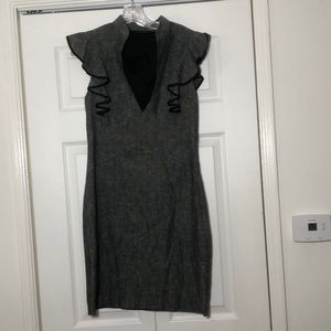 LINEN COTTON Black Halo Eva Plunge Ruffle Dress 8